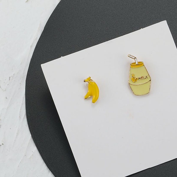 anting asimetris banana milk cute earrings jan287(3E4)