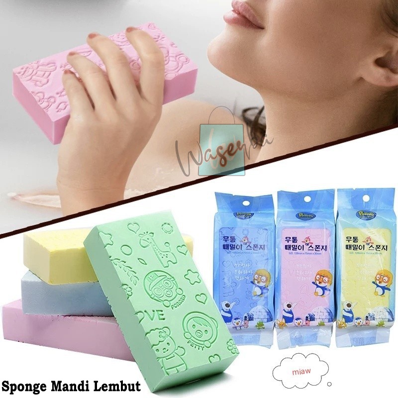 Shower Puff Lembut Sponge Spons Busa Mandi Dewasa dan Bayi Scrub Ori Pororo Korea