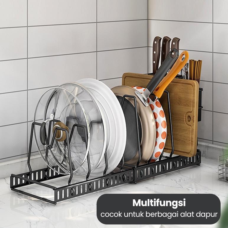 GREENLAND RAK TUTUP PANCI RAK DAPUR STAINLESS STEEL RAK TUTUP PANCI TEPLON WAJAN TALENAN SERBAGUNA H