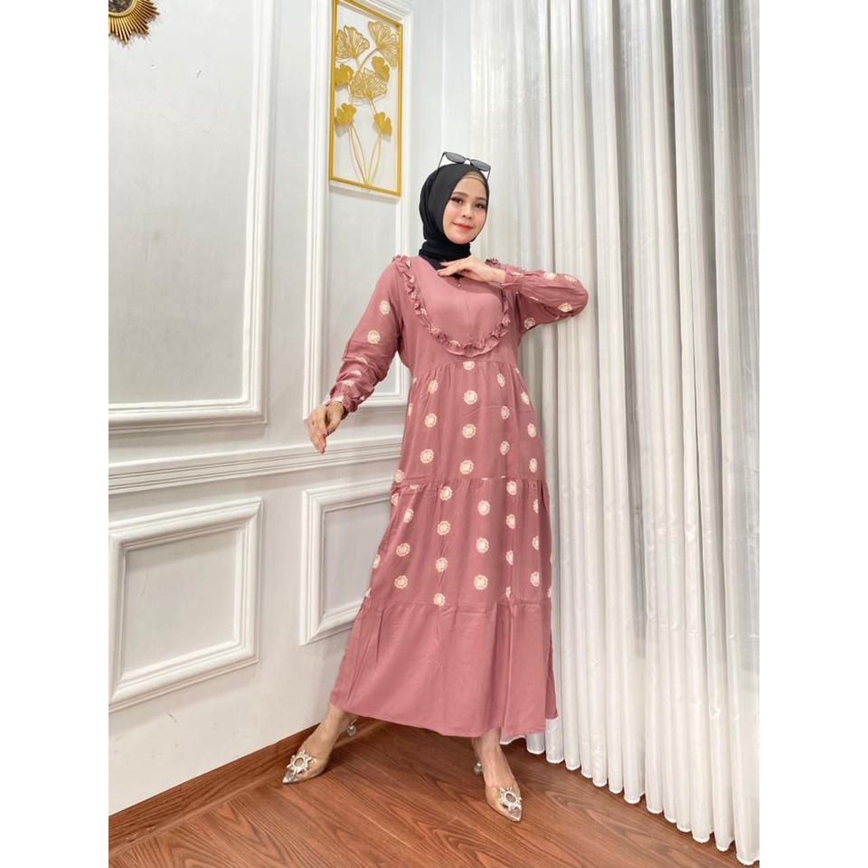 1KG MUAT 4PCS | MARISA RUFFLE DRESS GAMIS RAYON HITS OOTD SELEBGRAM FASHION WANITA TERBEST SELLER
