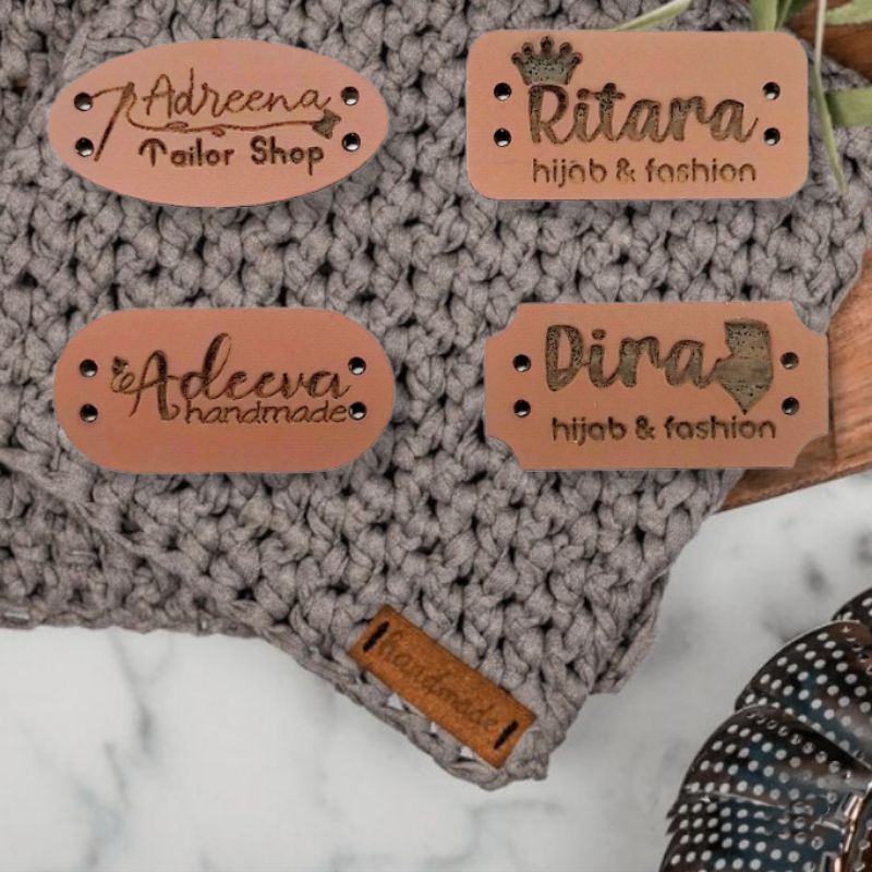 Label Hijab kulit Sintetis kulsin Handmade baju rajut tas jeans tag