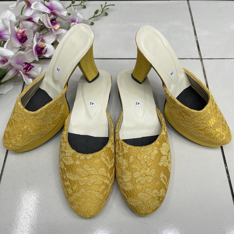 Slop pengantin / sendal pengantin brukat / sendal pengantin