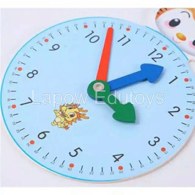 Lapow Edutoys - Jam edukasi / mainan edukasi/ jam kayu/ jam anak/ alat peraga jam