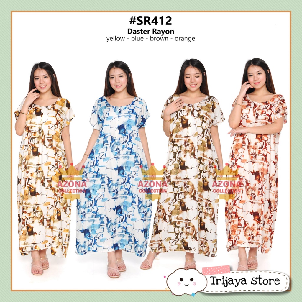 Trijaya . daster panjang bahan rayon halus / daster rayon busui / daster longdress resleting depan