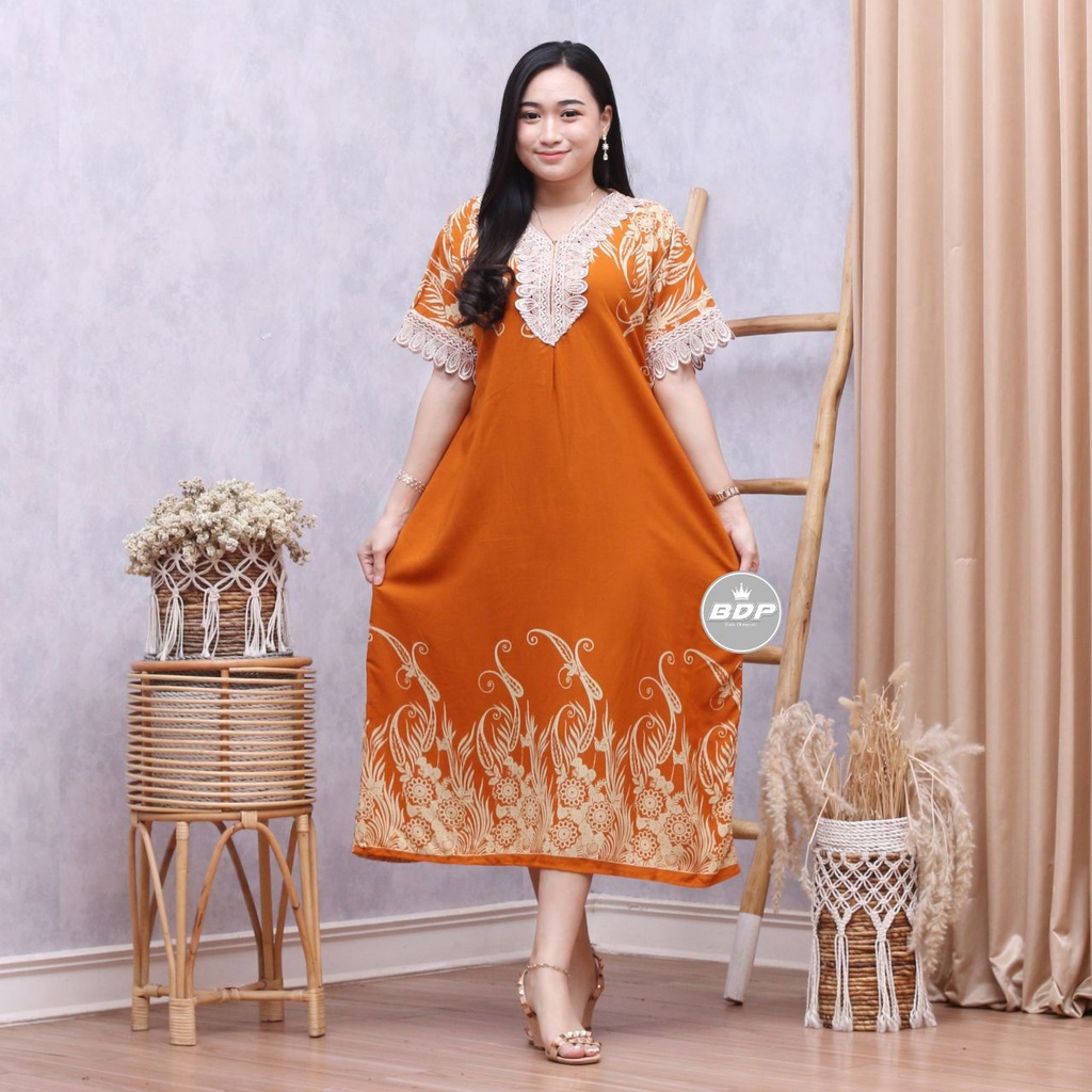 Dianputri - Daster Arab Zeema | Rayon Super Grade A | Resleting Depan Busui | Renda Milo Ori-mesya kuning