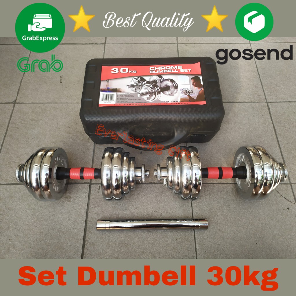 Set Dumbell Barbel 30kg Chrome KARGO