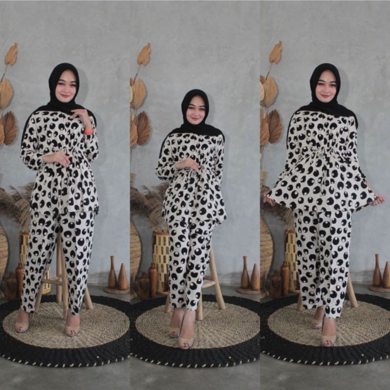Setelan Baju Rayon One Set Tali Serut