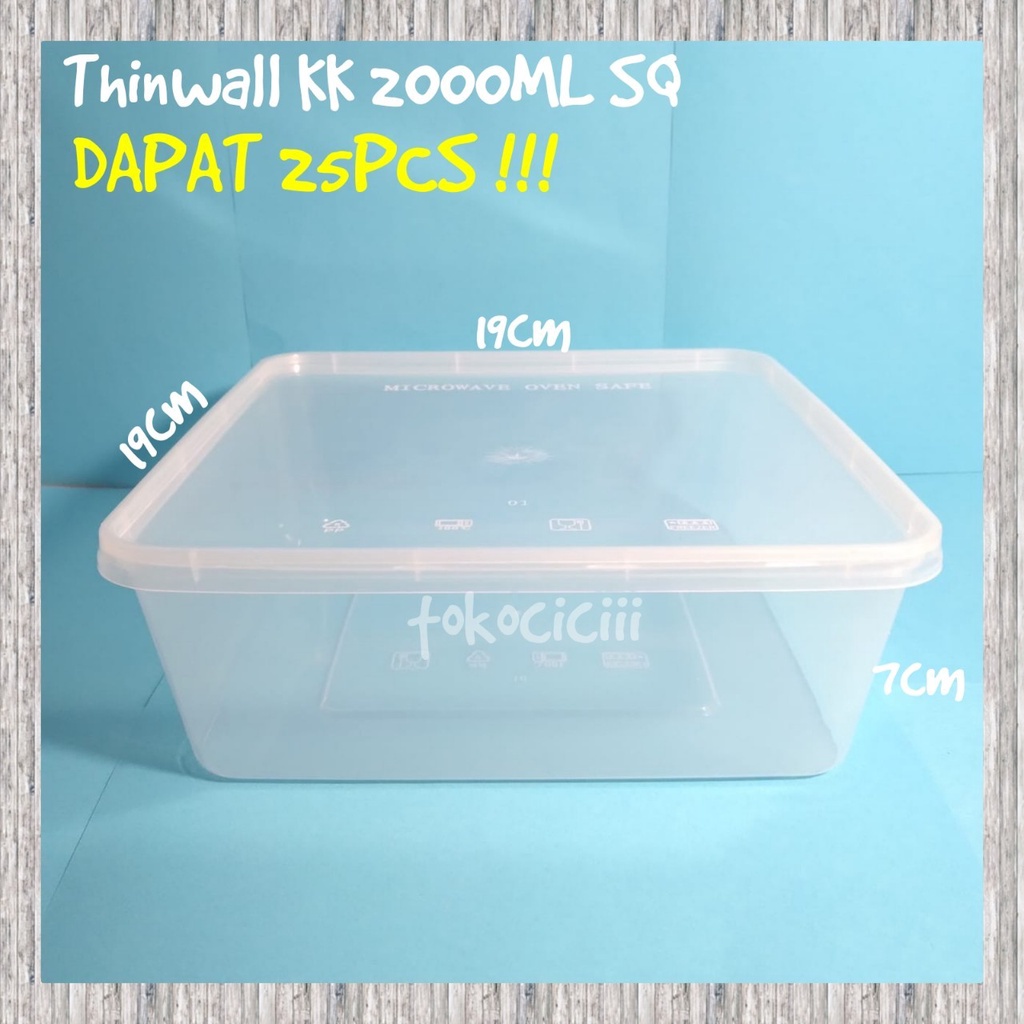 Thinwall food container 2000ml / Kotak Makan Bening / Mangkok plastik / Mangkok Bening