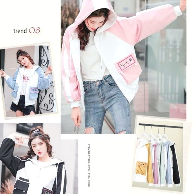 Jaket Wanita Baju Jaket Hoodie Wanita Atasan Parasut Import XL - Biru(S2C8) Jaket Wanita Parasut Hoo