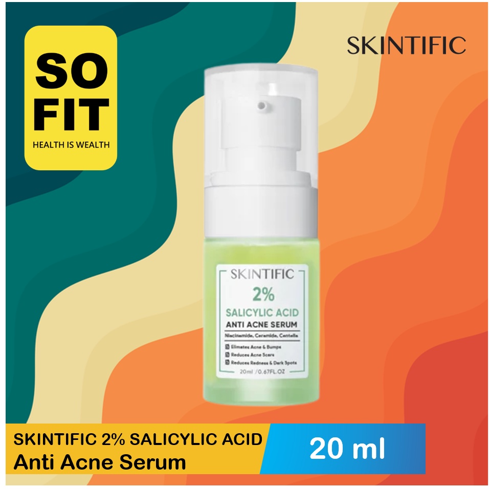 SKINTIFIC  2% Salicylic Acid Anti Acne Serum 20ml / Acne Spot Treatment Facial Gel with Brightening Face Serum for Repair Skin Barrier