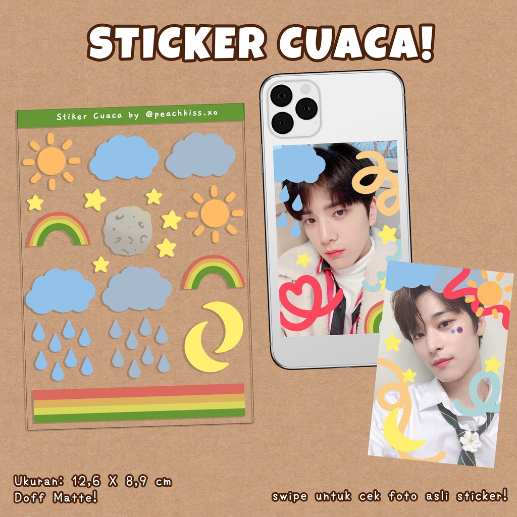 Stiker Dekorasi Deco Photocard / Jurnal / Polcos Cuaca (Waterproof) by @peachkiss.xo