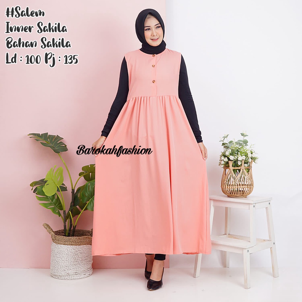 DRESS INNER KANCING/INNER TANPA LENGAN/LONG DRESS SHAKILA