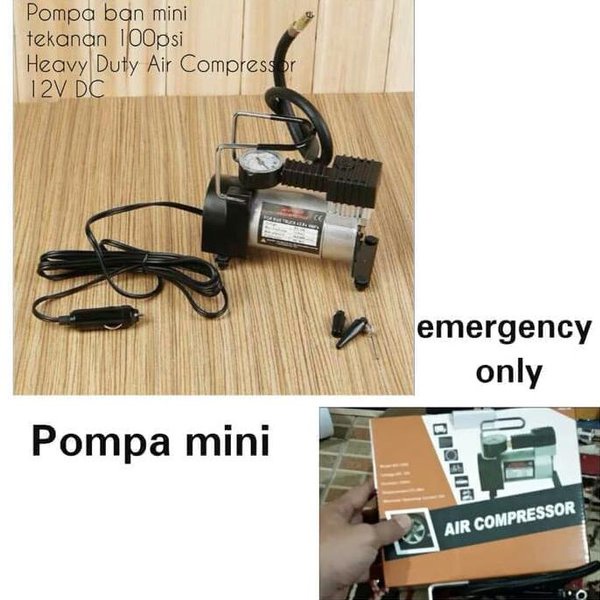 Pompa Ban Mini Tekanan 80 - 100PSI utk Mobil Motor Perahu Mainan Dll