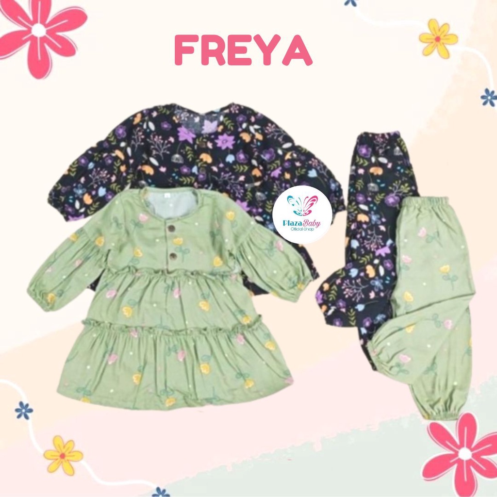 Plazababyku RZ FREYA MOTIF setelan bayi polos yang lucu baju anak perempuan 1-4 tahun