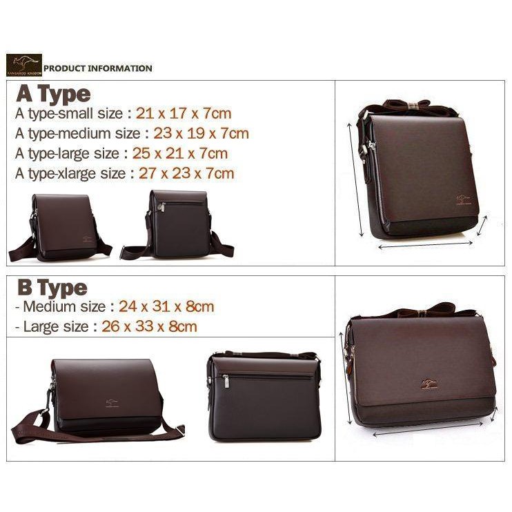 [ORIGINAL] Kangaroo Kingdom Tas Selempang Kulit Pria Import Korean Fashion Style Messenger Bag's