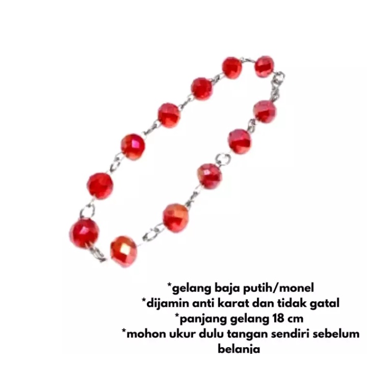 GELANG BAJA PUTIH,GELANG MONEL,GELANG KRISTAL BAJA PUTIH ANTI KARAT PANJANG 18 CM