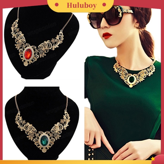 Hu Hu Hu Hu Hu Alat Bantu Pasang Kacamata♡ Kalung Statement Wanita Desain Ovalbunga Hollow Hias Berlian Imitasi Gaya Mewah Untuk Pesta