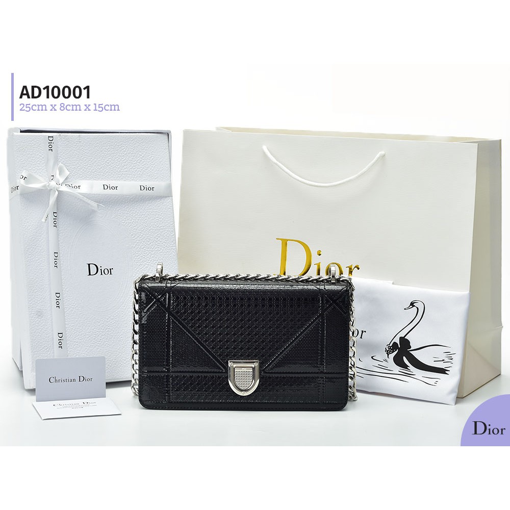 Tas Dior Diorama Perforated Metallic Small Hitam Semi Premium AD10001