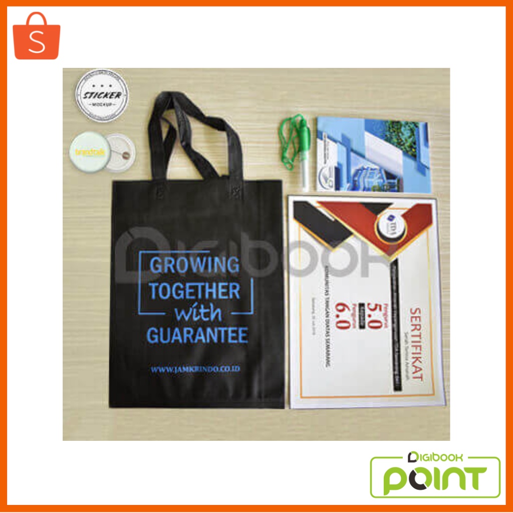 

Paket Seminar Kit Bronze Isi 6 Spundbond Pulpen Notebook A5 Sertifikat Pin Sticker