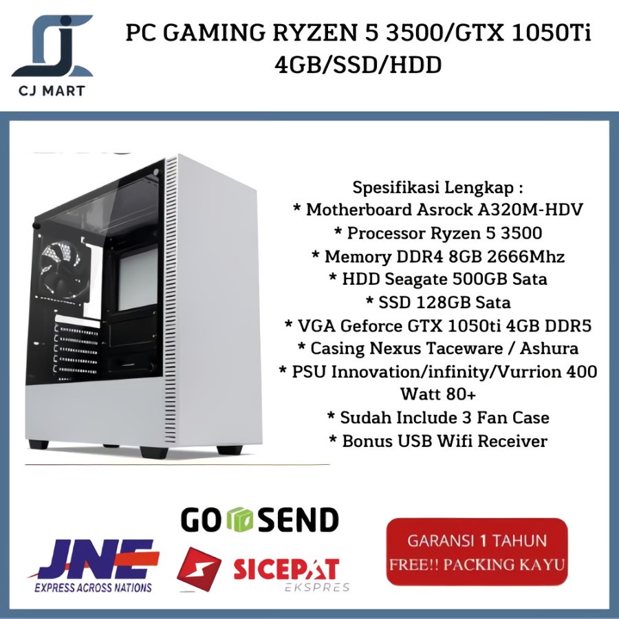 PC GAMING RYZEN 5 3500/GTX 1050Ti 4GB/SSD/HDD