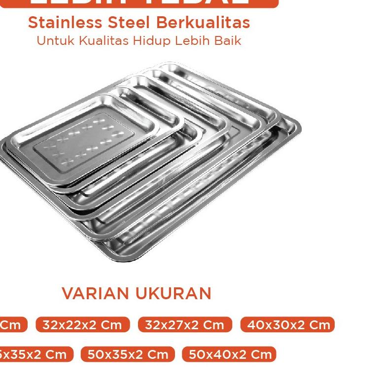 ℮ VIOLIN NAMPAN BUNGA PERSEGI STAINLESS 27~50cm tinggi 2 cm NDP-8201 ⅎ