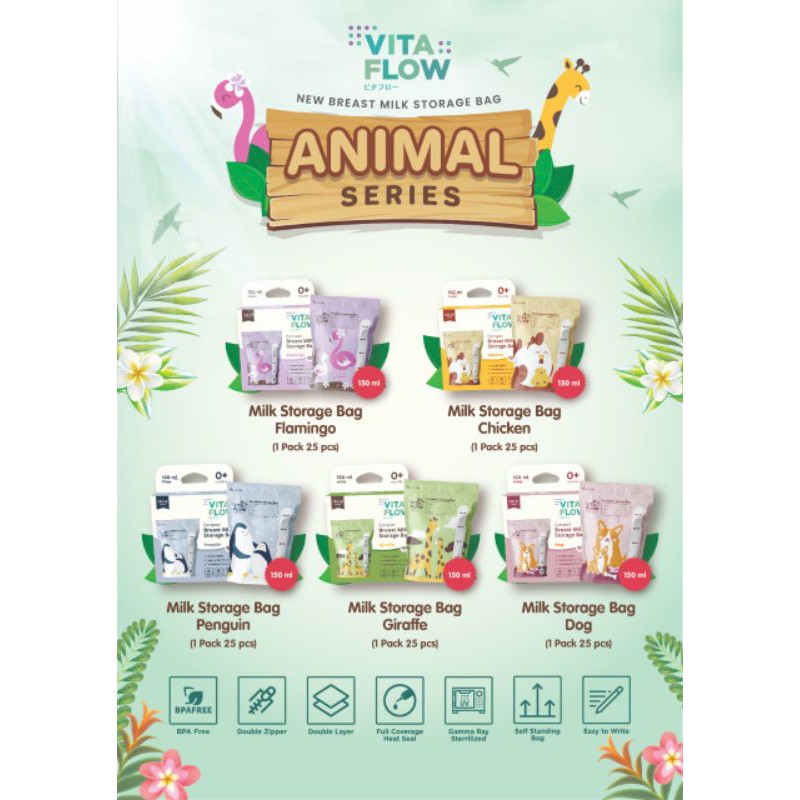 VITAFLOW KANTONG ASI ANIMAL SERIES 150ML ISI 25PCS