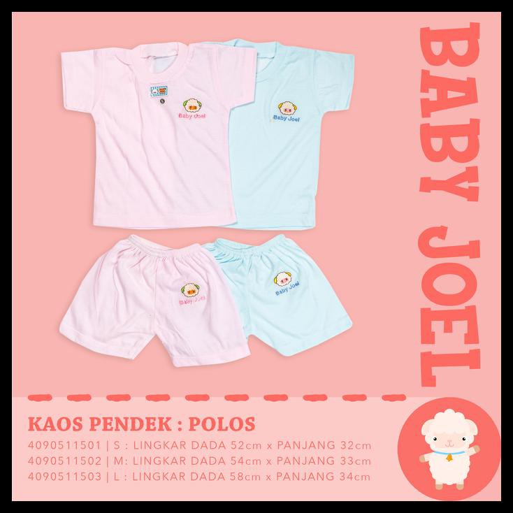 New Grosir Baby Joel Motif Polos : Kaos Pendek Bayi Newborn - 0-4 Bulan