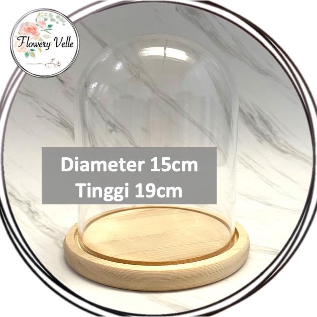 Glass Dome Besar Kubah Kaca Flower Dome Jar Kosong Display Box