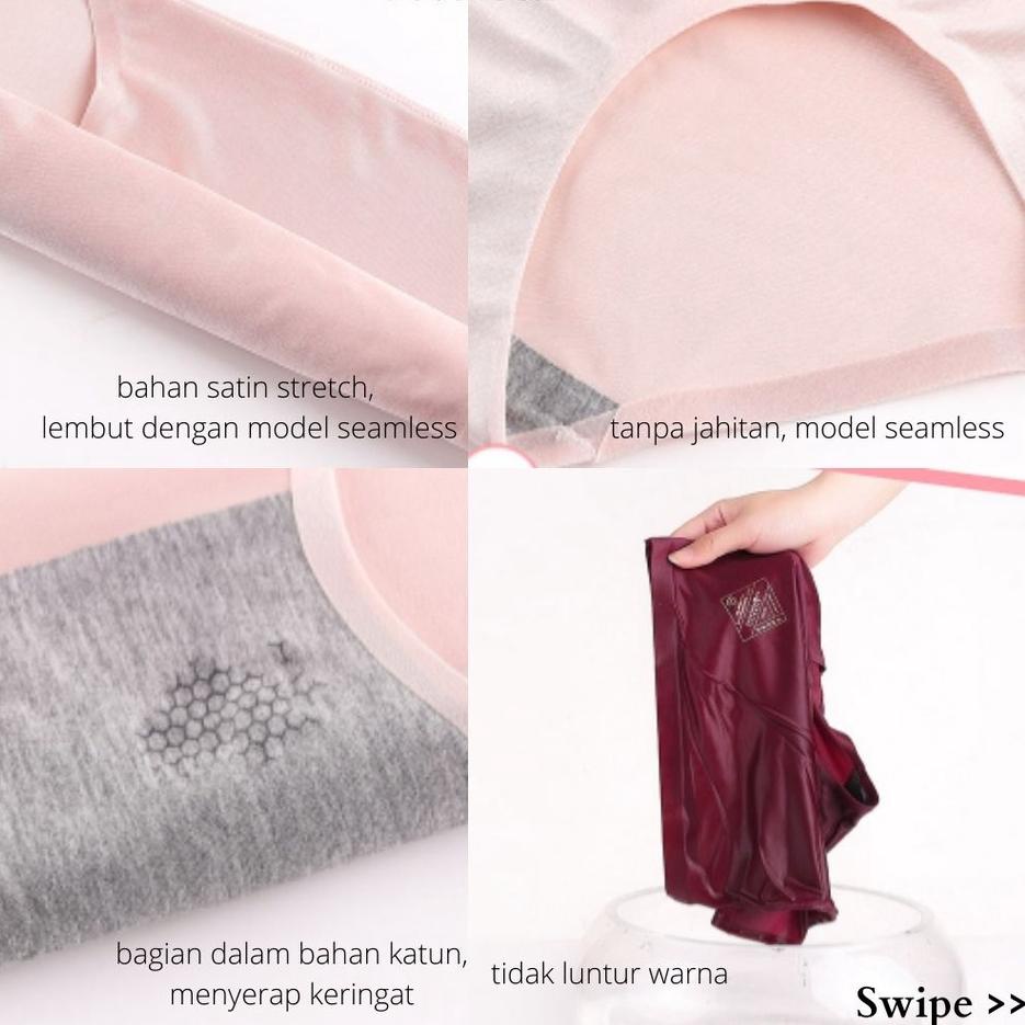 nuqq-86 LUNA Celana Dalam High Waist Seamless Premium Satin /CD Seamless Satin High Waist Wanita 205