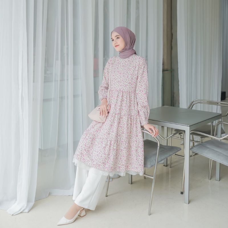 Vienna Tunik Busui Tunik Bahan Rayon Crinkle + Tulle by LK