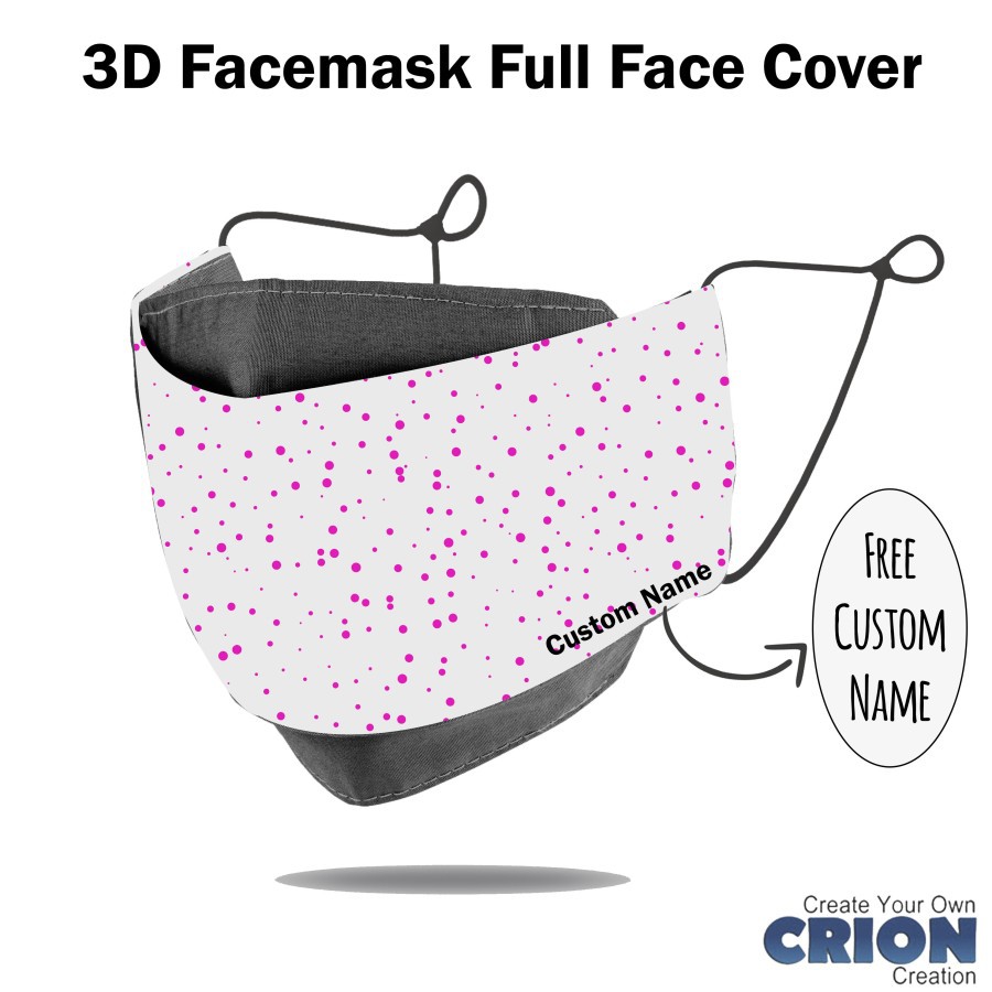 Crion - Masker 3d Full Face Cover Polkadot rand Series - Antibacterial