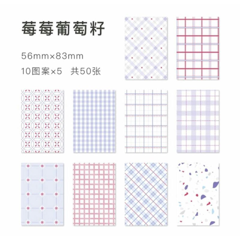 

10 lembar Kertas DIY Grid Vintage Retro Scrapbook Cantik Gaya Korea Ungu Pastel