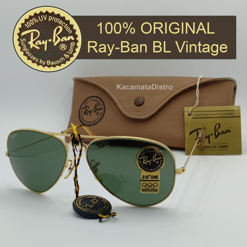 Kacamata Hitam RayBan BL USA Original Aviator Gold Size 58