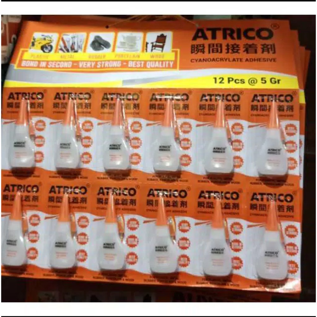 

12 pcs lem super glue atrico/ lem korea serbaguna
