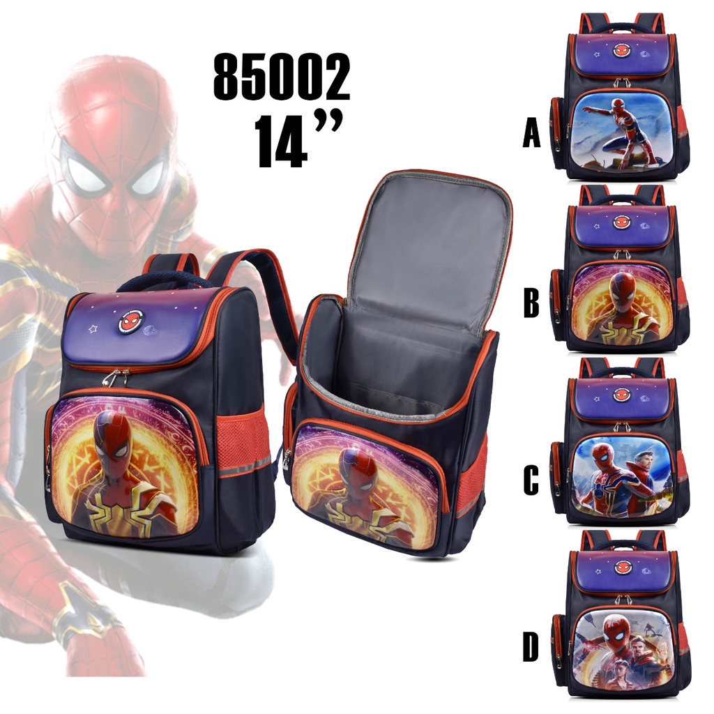 (RF) Tas Cartoon Spiderman 85002 14 Inch Tas Cartoon Ransel Tas Sekolah Anak SD Timbul