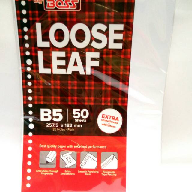 

Kertas Binder Big Boss Loose Leaf Polos Plain B5 50 Lembar