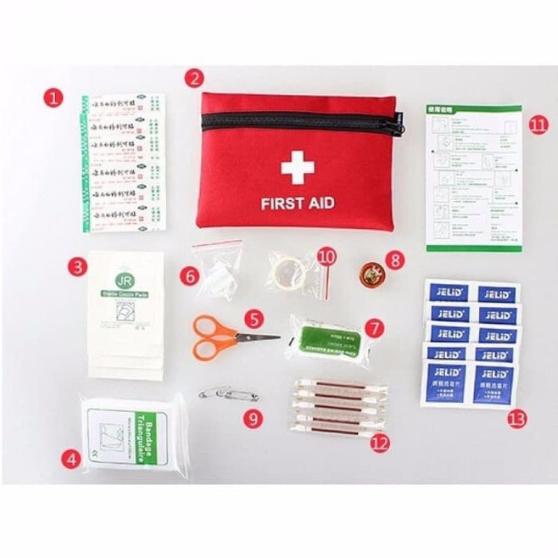 Kotak P3K Lengkap First aid Kit Bag Tas Obat P3K Mobil Tranvel Kotak P3K Portable 13in1