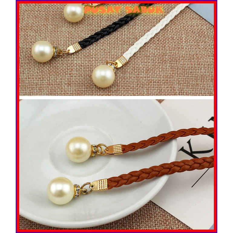 Gesper Belt Tali Ikat Pinggang Kepang Kecil Wanita Sabuk Cewek Women Fashion Gasper Kekinian Korea Aksesoris Impor Murah Praktis Modis Hitam Merah Putih Baru Ramping Waist Blet Pingang Mutiara Pesta Hias Ibu Cantik Bulat Panjang Cm Coklat Kulit Mini Polos