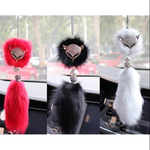 Gantungan spion fox bulu GS FOX ANGSA BULU PANJANG // Aksesoris Gantungan Spion Bulu Bling Blink Crystal Fox Swan Angsa