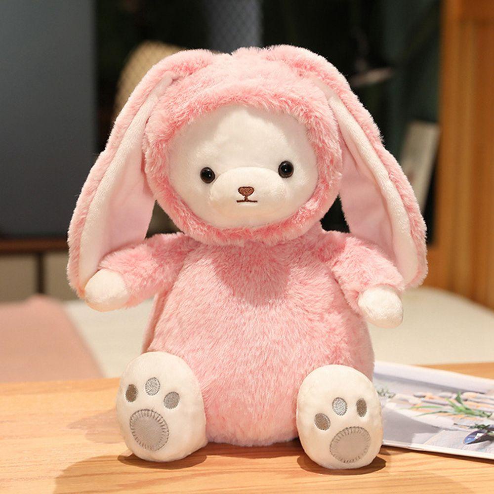 Lanfy Transform Bear Rabbit Plush Toy Mainan Anak Kawaii Boneka Hewan Dekorasi Rumah Boneka Kartun Mainan Lembut Bear Rabbit Boneka Mainan