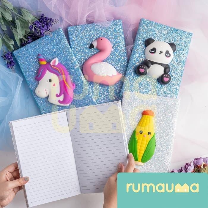 

Notebook / Rumauma Squishy Notebook Glitter Diary Buku Tulis Jurnal Lucu Murah - Nanas Biru