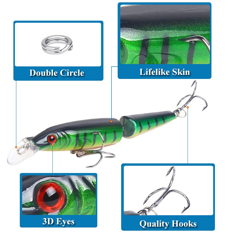 Umpan Ikan Alat Pancing Kail Pancing Umpan Pancing Buatan relix nusantara Minnow Lure Umpan Mancing Umpan Mancing 10cm/7.5g CrankSet Plastic Bait 2-Segment Alat Pancing Murah CrankBait Umpan Pancing