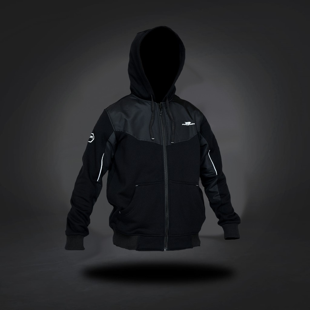 Jaket motor Hoodie pria resleting RAPID MAGMA  zipper bahan fleece katun premium tebal