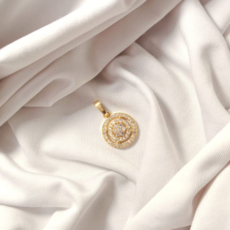 liontin motif bulat zirconia besar lapis emas liontin xuping liontin wanita liontin murah liontin di