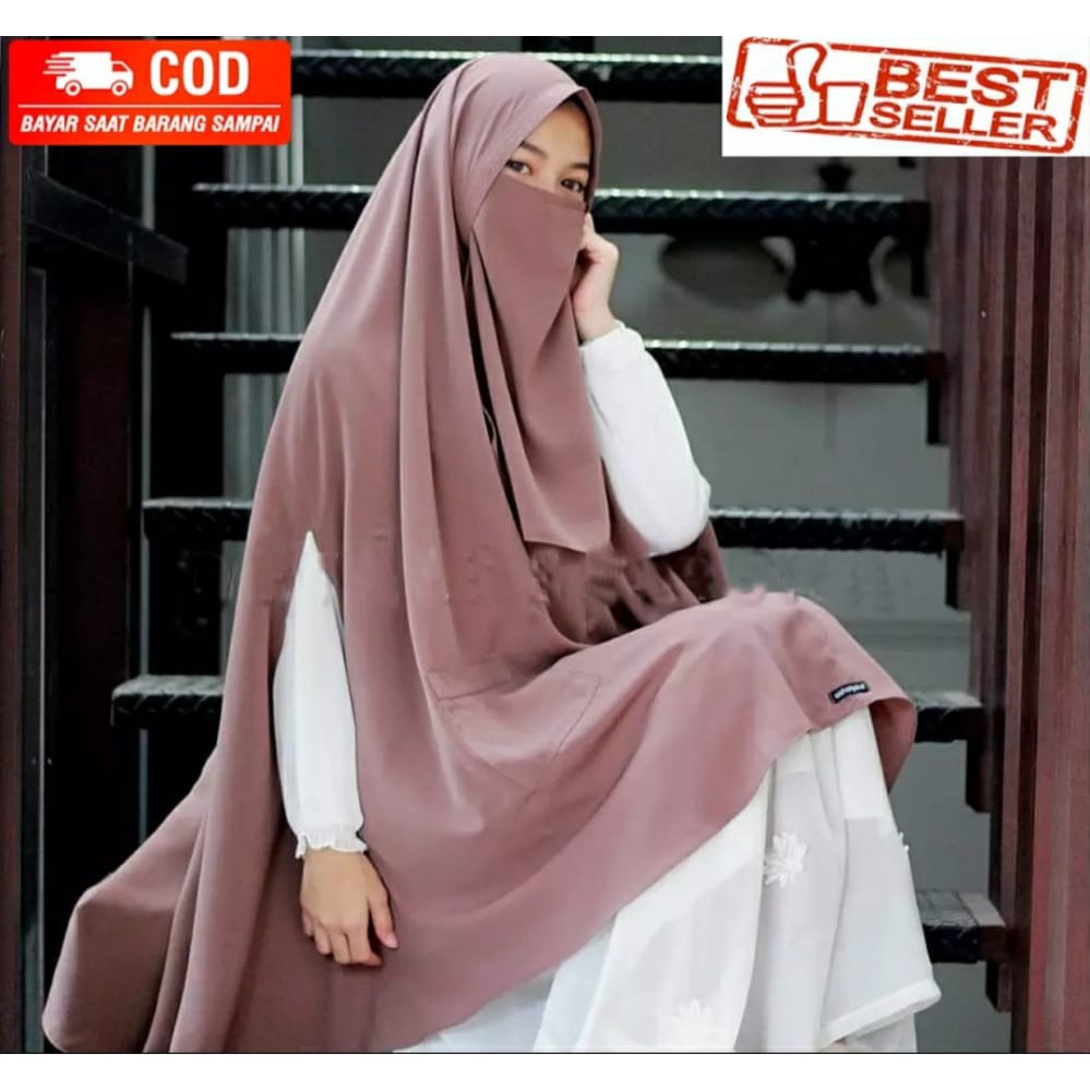 Khimar Jumbo Syari As Syifa Softpet Magic Pocket Free Cadar Hijab Instan Asyifa XXL
