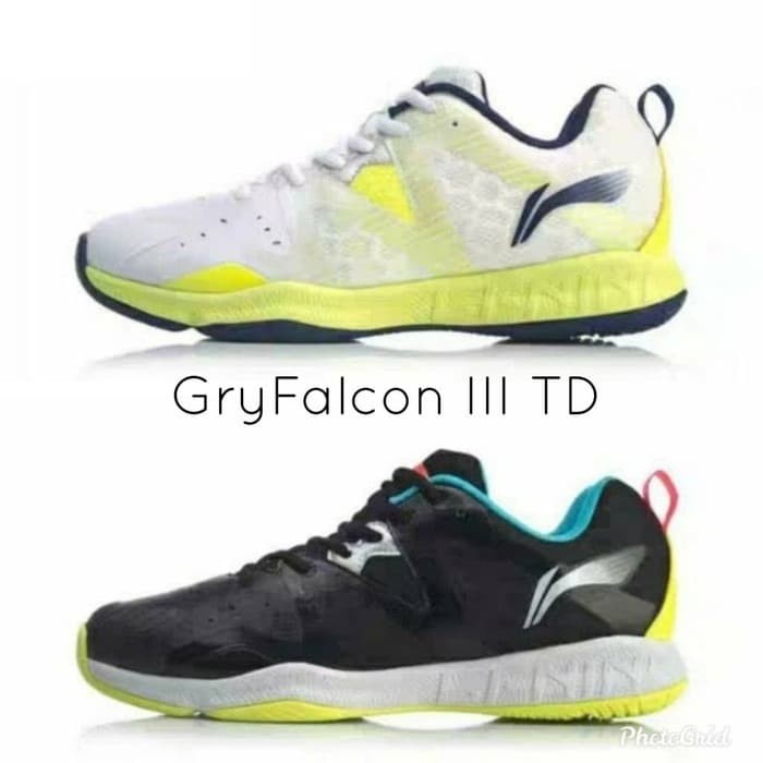 SEPATU BADMINTON LINING GRYFALCON III TD - BLACK WHITE - Hitam