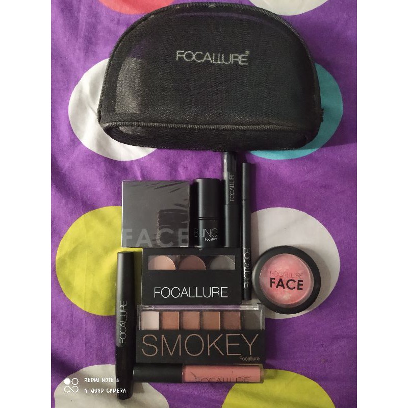 preloved FOCALLURE Paket Hemat 1set MakeUp 9pcs