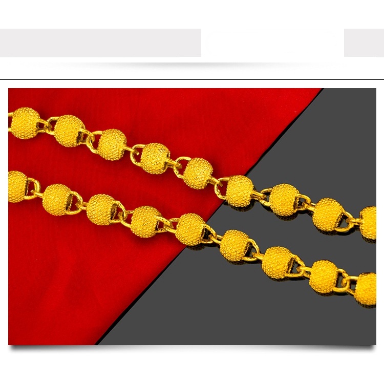 Kalung Manik-Manik Bulat Emas Emas Asli Kadar 375Desain Buddha Unik Gaya Korea Untuk Pria