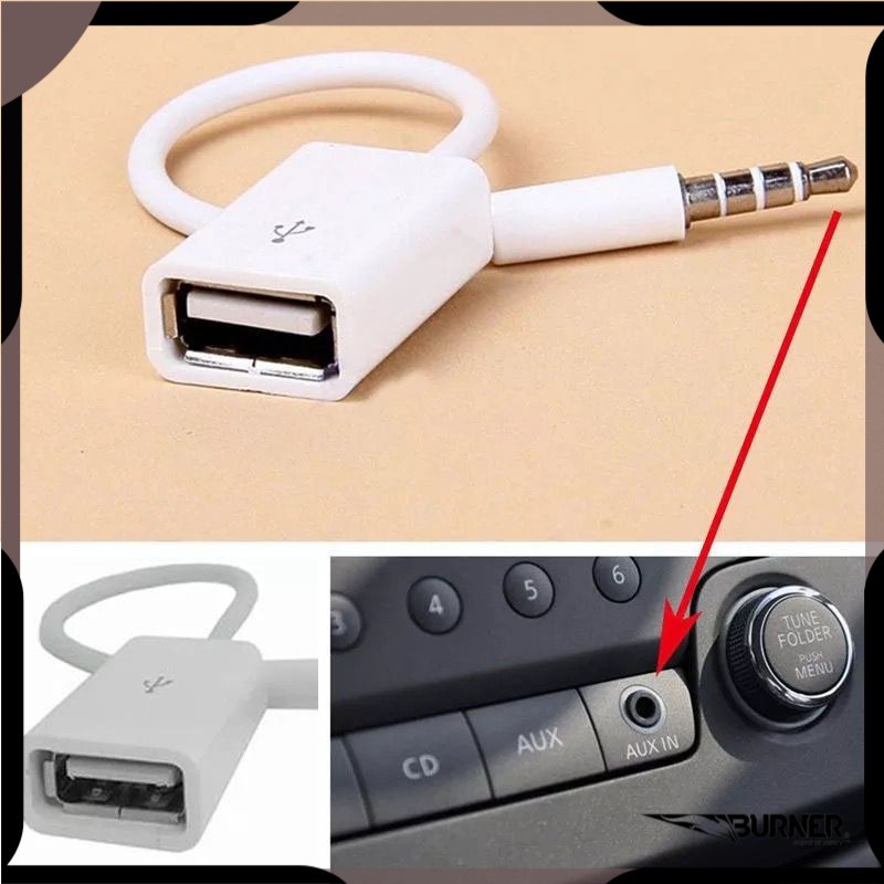 KABEL AUX JACK 3.5MM CONVERTER  SPLITTER MALE TO USB 2.0 FEMALE EXTENDER SLOT ADAPTER USB