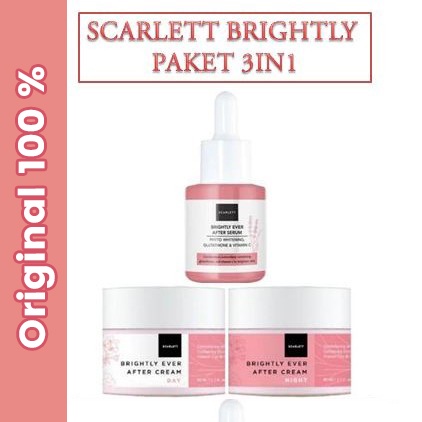SCARLETT WHITENING PAKET 3in1  Acne series Original 100% (Cream Siang & Malam + Acne Serum)